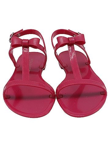 Stuart Weitzman Stuart Weitzman Mellie Bow Jelly Flat Sandals In Pink Rubber (view 2)