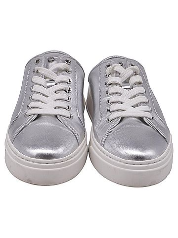 Stuart Weitzman Stuart Weitzman Skater Mule Sneakers in Silver Leather (view 2)