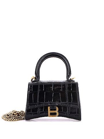 Balenciaga Hourglass Chain Top Handle Bag Crocodile Embossed Leather Mini (view 1)