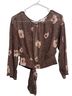 H&M Floral Brown Pink Short Sleeve Blouse Size 2 - photo 1