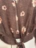 H&M Floral Brown Pink Short Sleeve Blouse Size 2 - photo 5