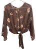H&M Floral Brown Pink Short Sleeve Blouse Size 2 - photo 2