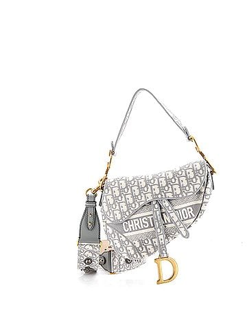 Christian Dior Saddle Handbag Logo Embroidered Oblique Canvas Medium (view 1)