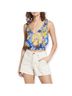 Free People 100% Polyester Floral Multi Color Short Sleeve Blouse Size M - photo 3