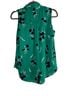 Ann Taylor 100% Polyester 100% Polyester Floral Green Black White Sleeveless Blouse Size XS - photo 2