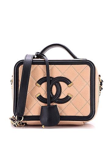 Chanel Filigree Vanity Case Quilted Caviar Small (view 1)