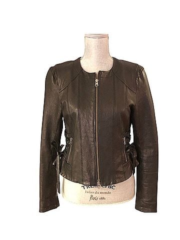 Nanette Lepore Leather Moto Jacket w/corset detail Jacket (view 1)
