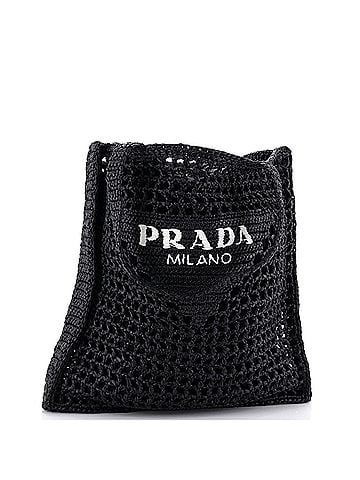 Prada Triangle Logo Open Tote Raffia (view 1)
