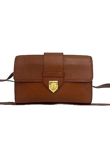 Yves Saint Laurent YVES SAINT LAURENT Vintage YSL Logo Hardware Leather Shoulder Bag/Pochette Brown 36066 (view 1)