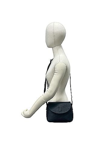 Fendi FENDI Vintage FF Logo Epi Leather Shoulder Bag/Pouch/Sacoche, Navy Blue, 36874 (view 2)