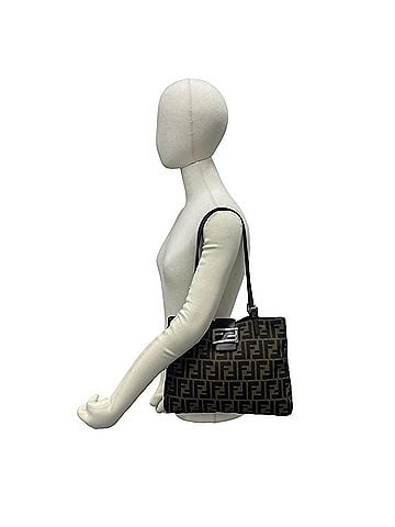 Fendi FENDI Vintage Zucca FF Pattern Canvas Leather Shoulder Bag Tote Brown Black 36690 (view 2)