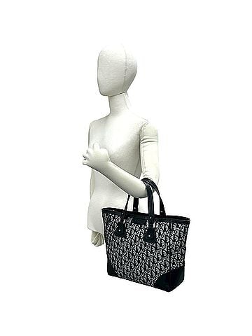 Christian Dior Christian Dior Trotter Pattern Canvas Leather Tote Bag Handbag Black 47273 (view 2)