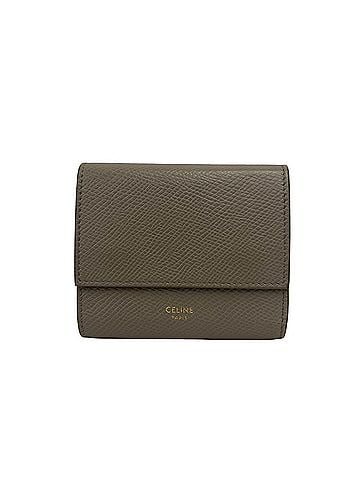 Céline CELINE Trifold Wallet, Leather, Tri-fold Mini Billfold, Coin Purse, Gray, 39718 (view 1)