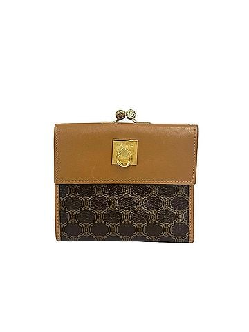 Céline CELINE Vintage Logo Ring Hardware Macadam Pattern Leather Tri-fold Wallet Brown 27364 (view 1)