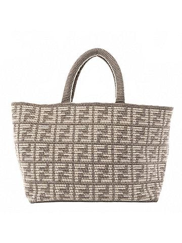 Fendi Medium Ff Tortora Knitted Cashmere Wool Large Shopper Tote Bag (view 1)