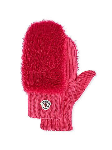 Moncler Moncler Women's Mittens Faux Fur Knitted Winter Gloves (view 1)