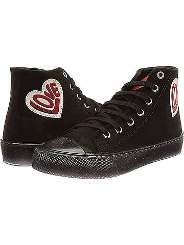 Love Moschino Women's Canvas Heart Lace Up Hi Top Sneakers (view 2)