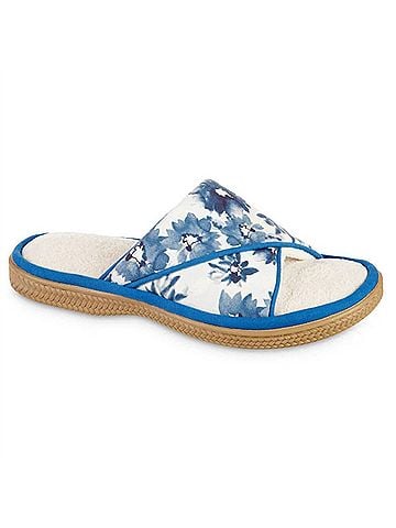 Isotoner Women's Cotton Floral Keilly Slide With Enhanced Heel Cushion - Size: 9-10 (view 1)