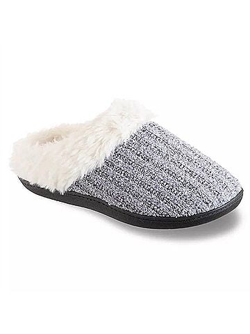 Isotoner Women's Erin Rib Knit Chenille Hoodback Slippers - Size: 6-7 (view 2)