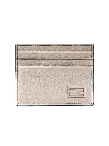 Fendi Women's Ff Logo Pebbled Calf Leather Card Case Wallet (view 1)