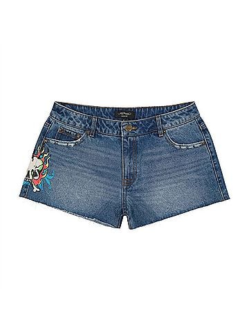 Ed Hardy Women's Flame Skull Denim Short (view 1)
