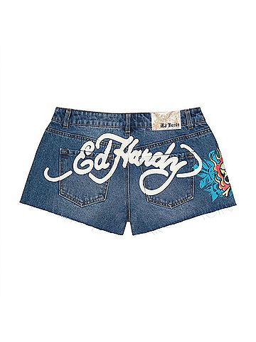 Ed Hardy Women's Flame Skull Denim Short (view 2)