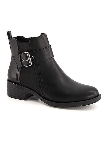 Andrea Women's Leather Booties With Elastic Side And Buckle (view 2)