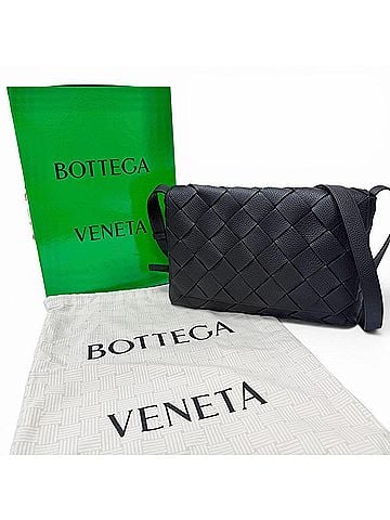 Bottega Veneta BOTTEGA VENETA 815796 Large Diago Grain Leather Intrecciato Shoulder Bag, Black, Made in Italy, Men's, with Dust Bag (view 2)