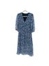 Saint + Sofia 100% Polyester Damask Blue Purple Casual Dress Size 8 - photo 1