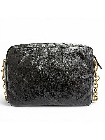 Balenciaga BALENCIAGA 806459 Monaco Arena Calfskin Camera Bag Chain Shoulder Black Antique Gold Hardware Made in Italy Women's (view 2)