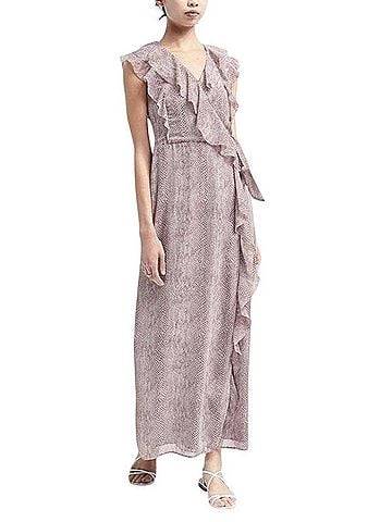 Banana Republic Snakeprint Rufflewrap Casual Dress (view 1)