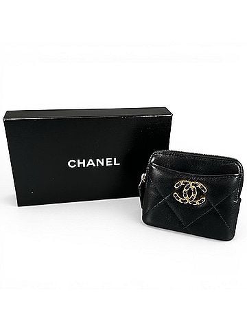 Chanel CHANEL Lambskin Leather Coin Purse Mini Wallet, Random Number, Coco Mark, Black/Gold, Made in Italy, Women's (view 2)