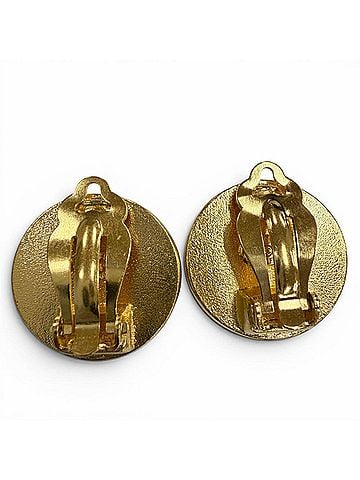 Chanel CHANEL Vintage Camellia Round Earrings 97P Gold Made in France Women's Accessories (view 2)
