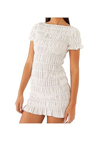 Peppermayo Elegant White Ruched Dress Casual Dress (view 1)