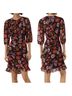 Marella 100% Polyester Floral Black Orange Pink Purple Cocktail Dress Size 4 - photo 1