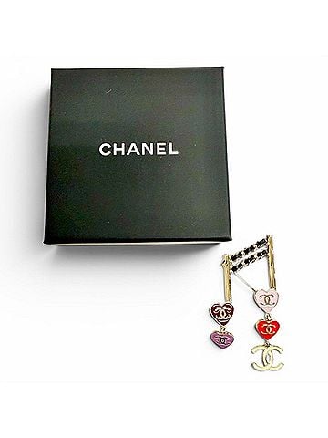 Chanel CHANEL L24A ABE085 Coco Mark Heart Musical Note Brooch, Gold Multicolor, Made in France, Women's, Comes with Box, Cute and Stylish, Highly Recommended! (view 2)