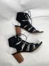 Loeffler Randall 100% Leather Black Silver Sandals Size 7 - photo 4