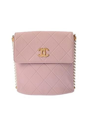 Chanel CHANEL Matelassé Chain Shoulder Bag, Pink, Women's, Lambskin, Faux Pearl, AB Rank, Used, Ginzo (view 1)