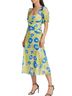 Ganni 91% Polyamide 9% Elastane 100% Polyamide Floral Blue Green Cocktail Dress Size S - photo 1