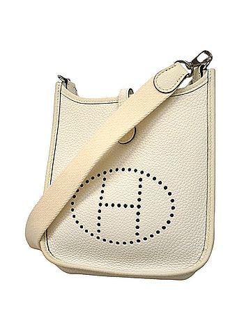 Hermès Hermes Evelyne TPM Shoulder Bag, Taurillon Clemence Leather, White, B Stamp, Women's (view 1)