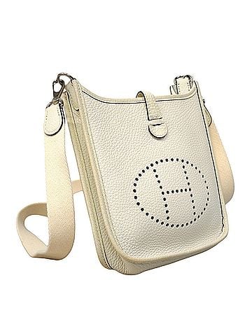 Hermès Hermes Evelyne TPM Shoulder Bag, Taurillon Clemence Leather, White, B Stamp, Women's (view 2)
