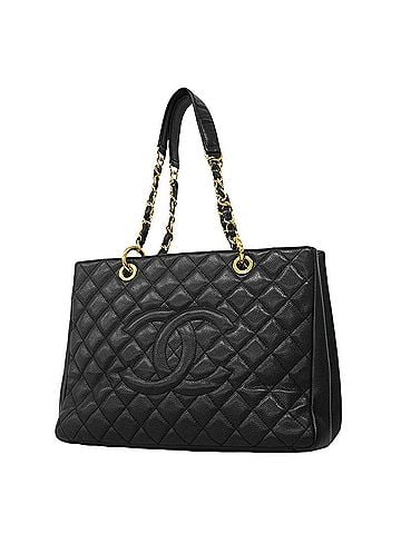 Chanel Chanel Tote Bag/Chain Tote, Matelassé Caviar Leather, Black, Women's (view 1)