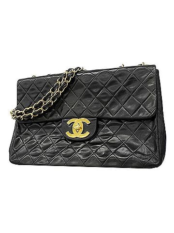 Chanel Chanel Shoulder Bag, Large Matelassé, Double Chain, Lambskin, Black, Women's (view 1)