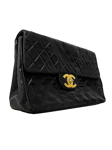 Chanel Chanel Shoulder Bag, Large Matelassé, Double Chain, Lambskin, Black, Women's (view 2)