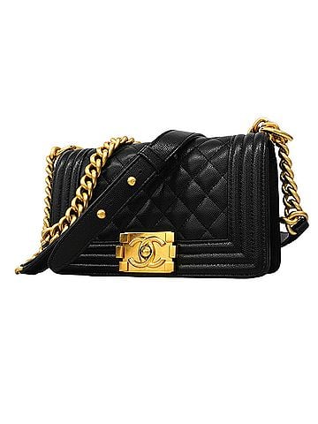 Chanel Chanel Boy Chain Shoulder Bag, Caviar Leather, Black, Women's (view 1)