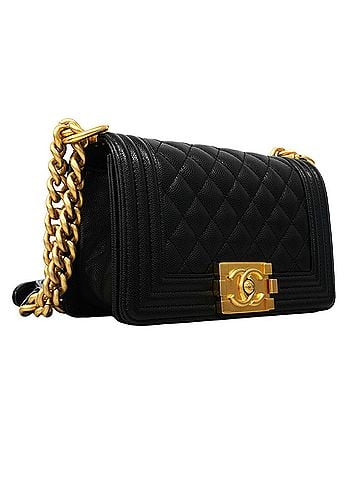 Chanel Chanel Boy Chain Shoulder Bag, Caviar Leather, Black, Women's (view 2)