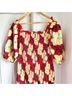 Rhode 100% Cotton Floral Red Orange Casual Dress Size L - photo 5