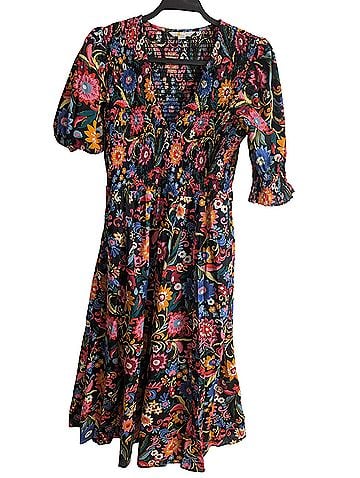 Boden Boden Smocked Floral Midi Dress 100% Cotton Puff Sleeve  Casual Dress (view 2)