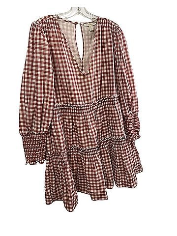 Chelsea & Violet deep nutmeg gingham babydoll mini Casual Dress (view 1)