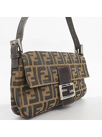 Fendi Fendi Zucca Nylon Canvas Handbag, Brown, Women's (view 2)